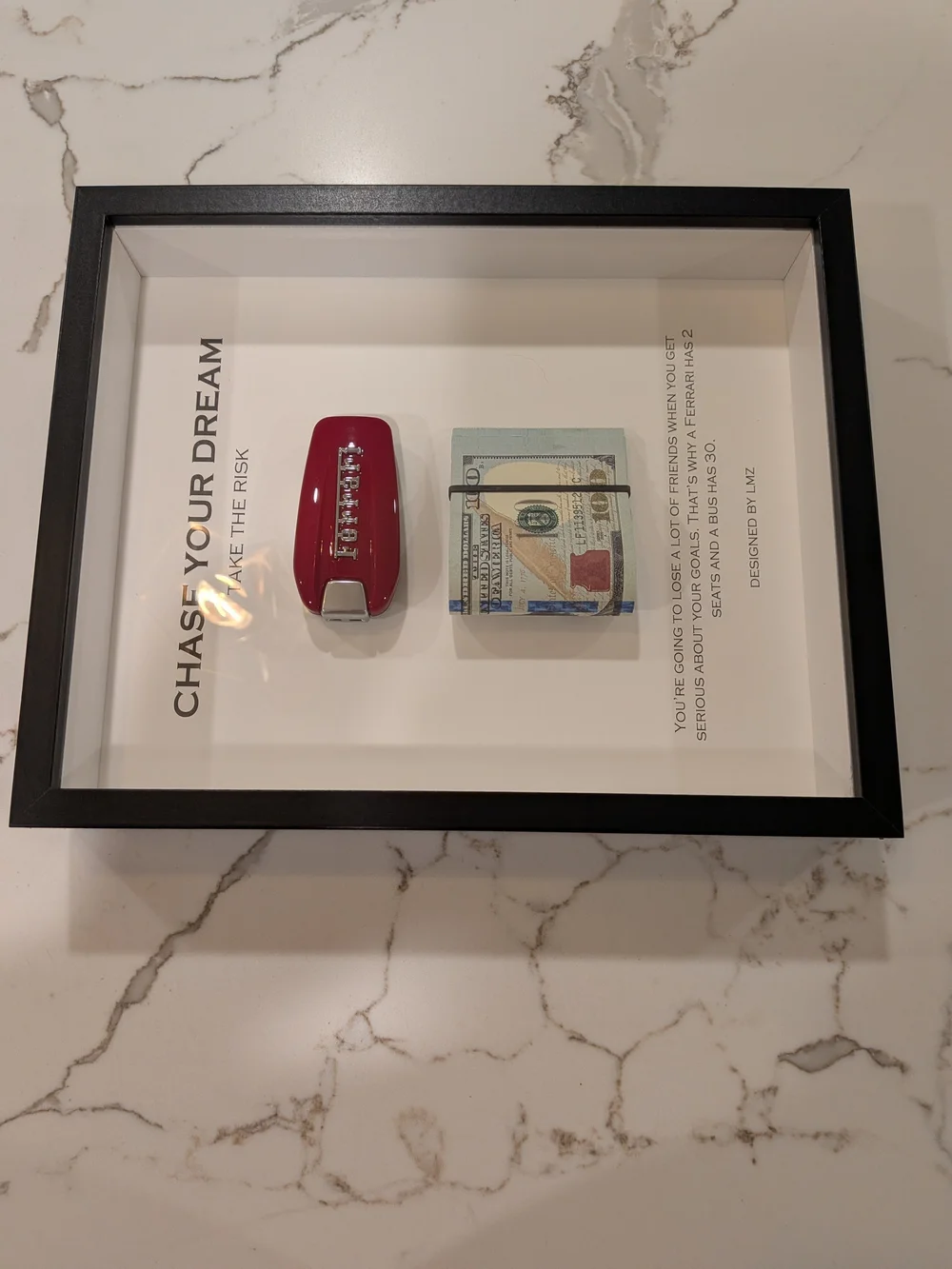 Framed 'Chase Your Dream' Shadow Box Wall Art with Red Accent